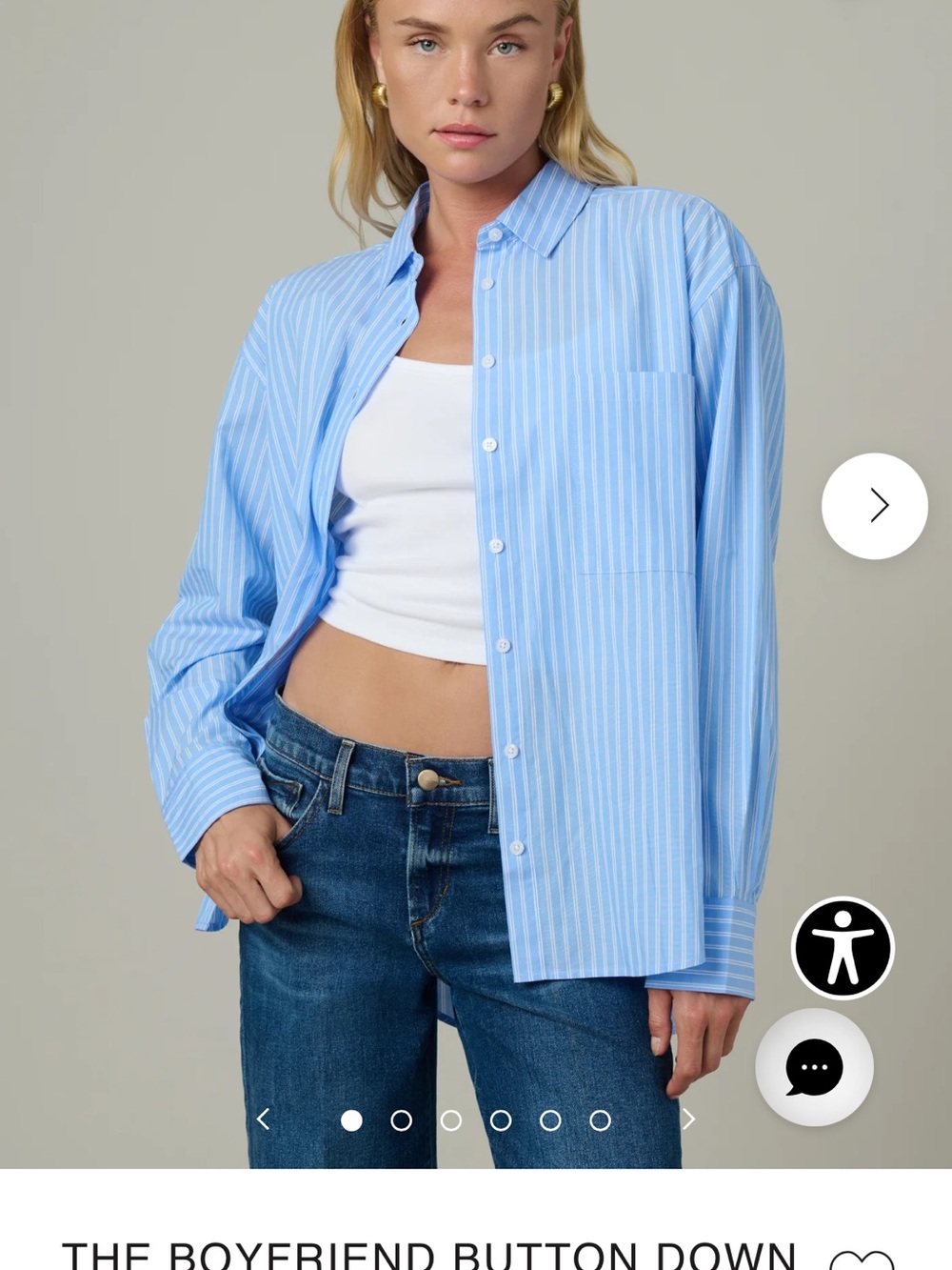 Joe’s Jeans Boyfriend Button-Down Shirt - Light Blue Stripe